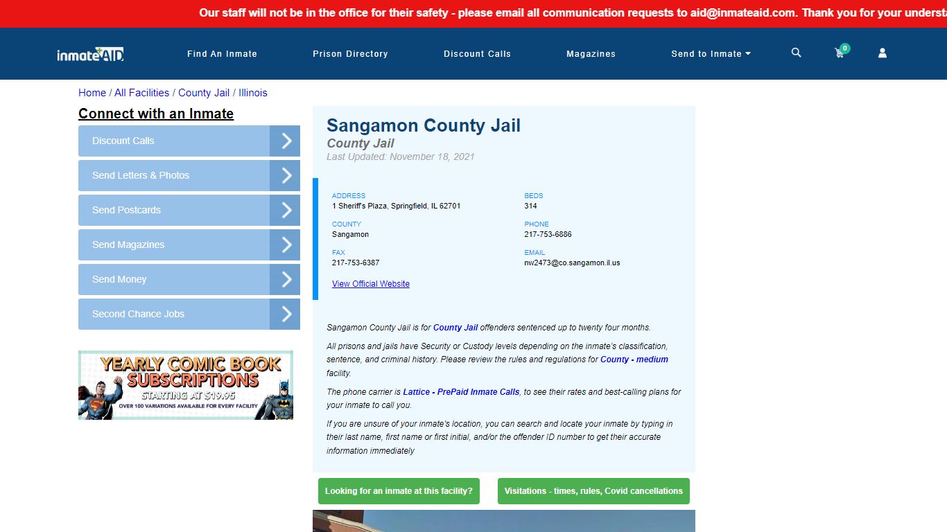Sangamon County Jail - Inmate Locator - Springfield, IL